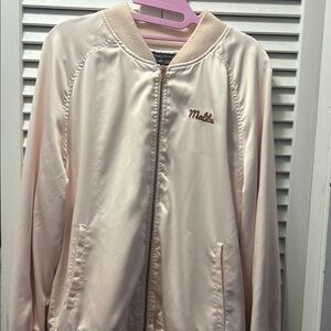 Kendall & Kylie Baby Pink Satin Bomber Jacket